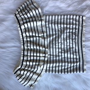 (J Crew) Off Shoulder White/Blue Stripe Top